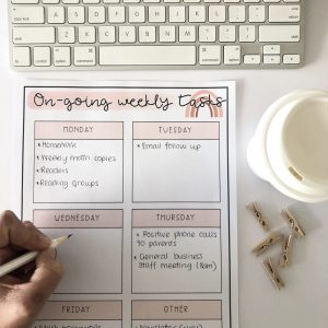 Teacher Organisation - weekly tasks