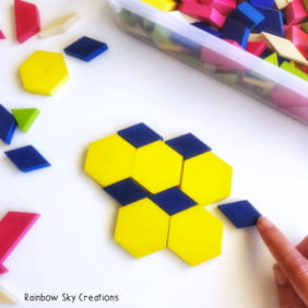 7 Alternative Ways to use Pattern Blocks During Math - Rainbow Sky Creations
