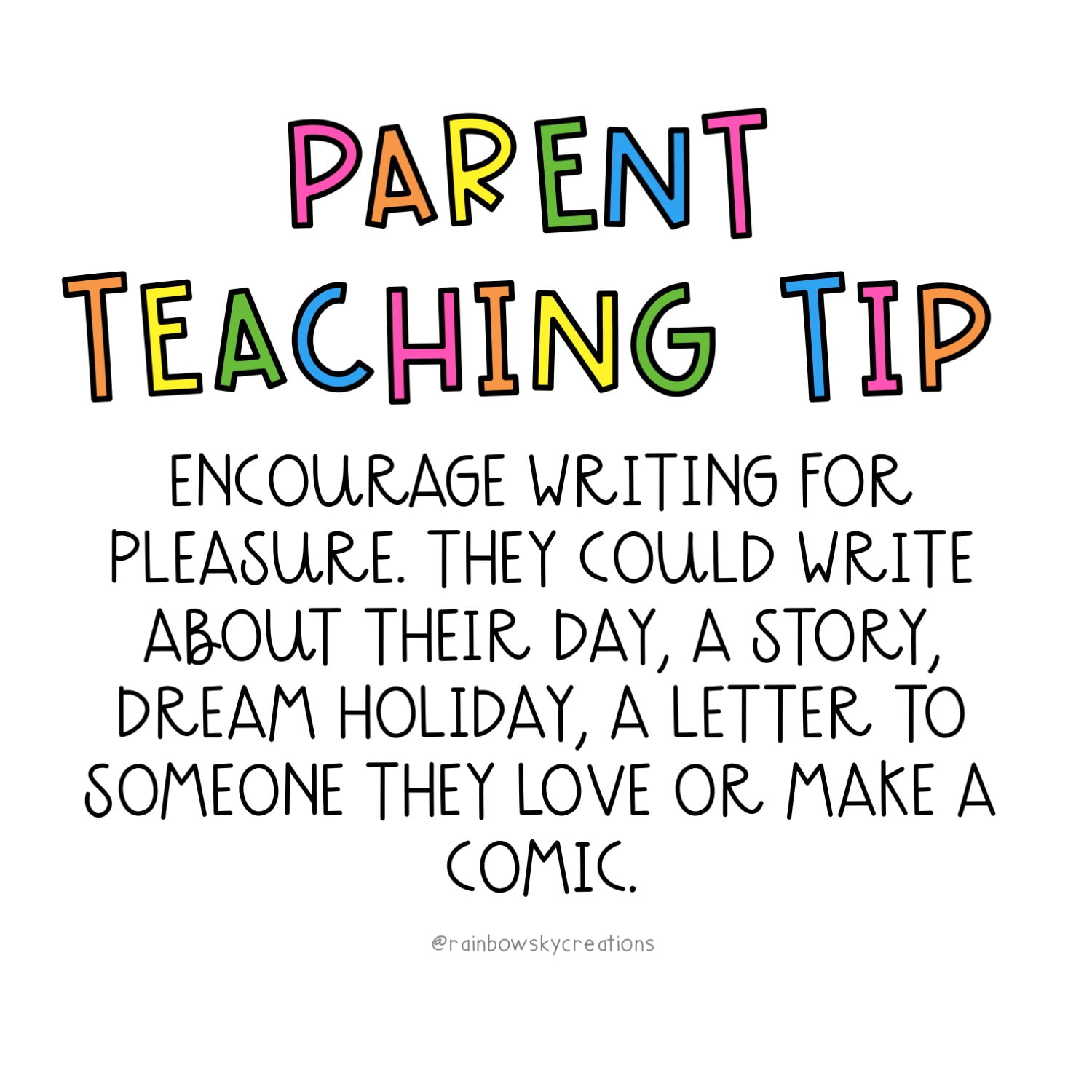Parent Teaching Tips for Distance Learning - Rainbow Sky Creations