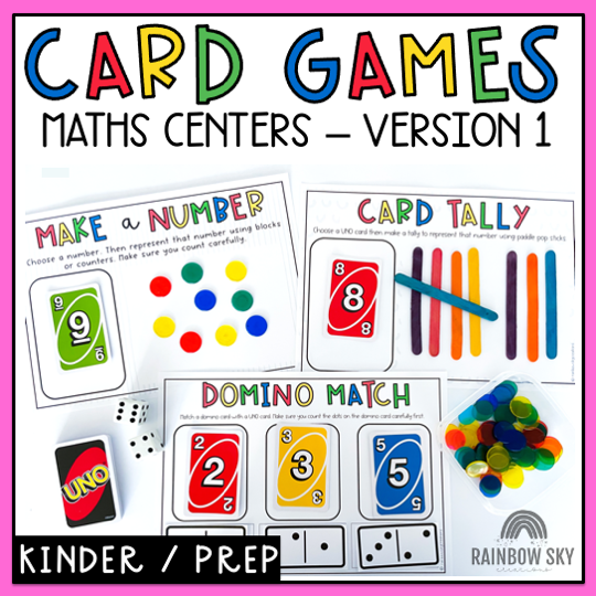 Card Game Math Centres for Kindergarten | Number Sense Games [Version 1] - Rainbow Sky Creations