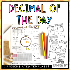 Decimal of the Day Templates | Tenths, hundredths, thousandths - Rainbow Sky Creations