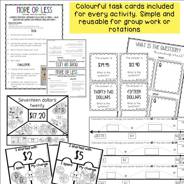 Grade 3 & 4 Hands-on Math Pack BUNDLE | Math Centres - Rainbow Sky Creations