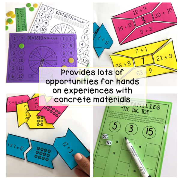 Year 3-4 Multiplication and Division Hands-on Math activities - Rainbow Sky Creations