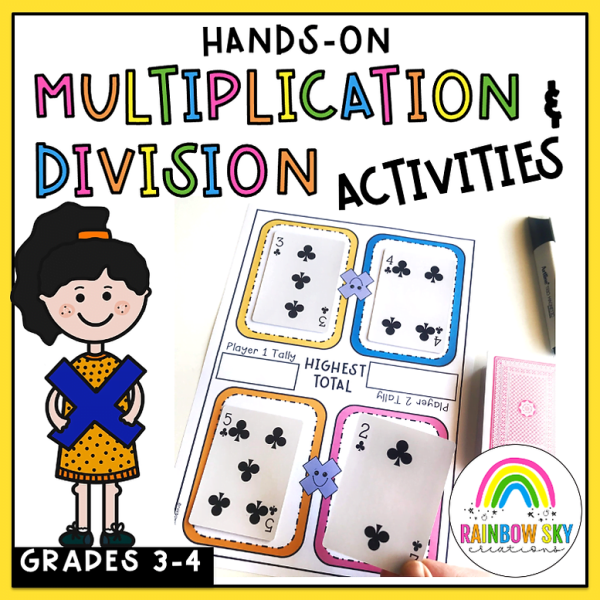 Year 3-4 Multiplication and Division Hands-on Math activities - Rainbow Sky Creations