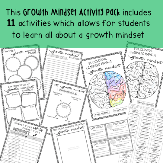 Growth Mindset Activity Pack | Print and Go | Grade 3 - 6 - Rainbow Sky Creations