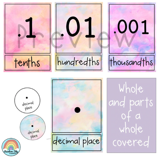 Place Value Posters | Interactive Place Value Chart {Pastel theme} - Rainbow Sky Creations