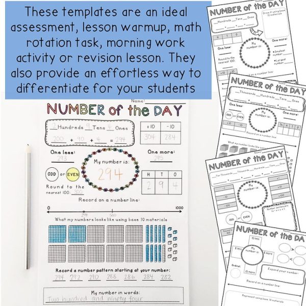 Number of the Day Templates | Number Sense to 6 digit - Rainbow Sky Creations