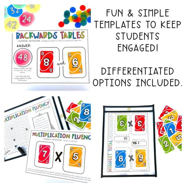 Card Game Math Centres for Grade 3 and 4 [Version 1] - Rainbow Sky Creations