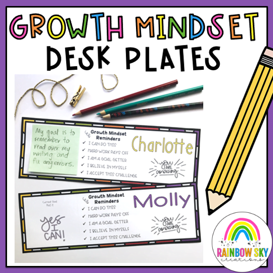 Growth Mindset Desk Plates - Rainbow Sky Creations