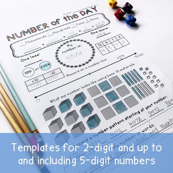 Number of the Day Templates | Number Sense to 6 digit - Rainbow Sky Creations