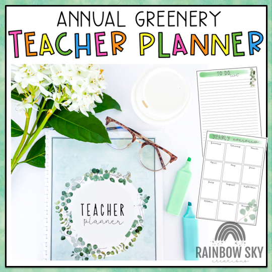 Teacher Planner | Annual Teacher Diary | Eucalyptus theme (Australian) - Rainbow Sky Creations