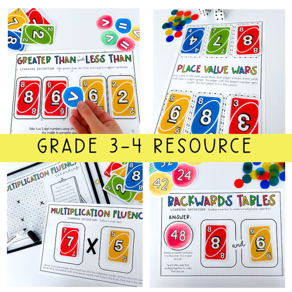 Card Games Maths Centres BUNDLE for Kindergarten - Grade 6 [Version 1] - Rainbow Sky Creations