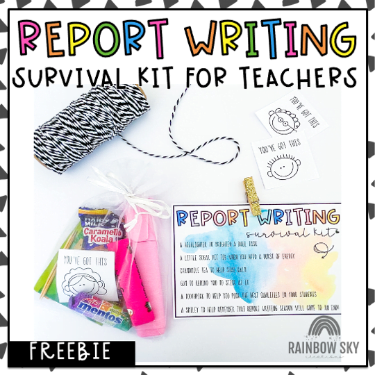 Report Survival Kit for Teachers | Teacher Gift | Free - Rainbow Sky Creations