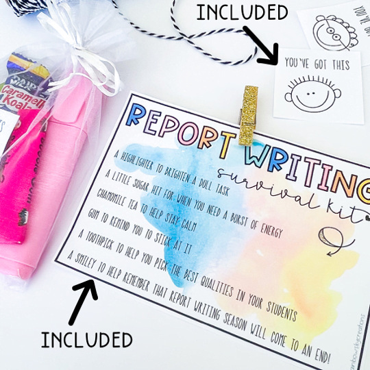 Report Survival Kit for Teachers | Teacher Gift | Free - Rainbow Sky Creations