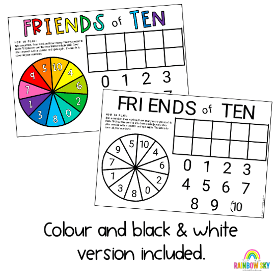 Friends of 10 Game | Addition Game | Free - Rainbow Sky Creations