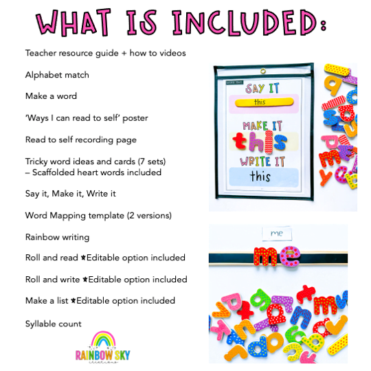 Kindergarten Reading Group Activities | Literacy Block - Rainbow Sky Creations
