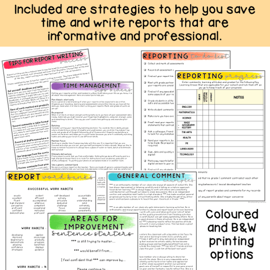 Report Card Checklists, Strategies and Comment | Report Writing - Rainbow Sky Creations