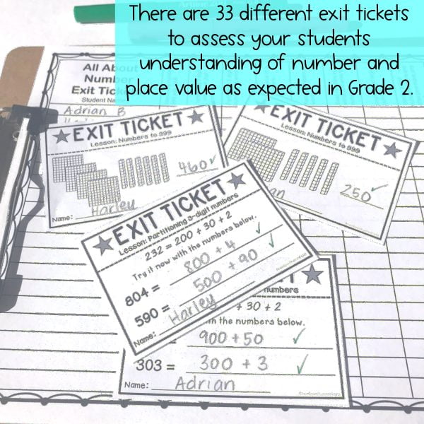 Math Exit Tickets | Math Exit Slips | Math Assessment | Number Sense Grade 2 - Rainbow Sky Creations