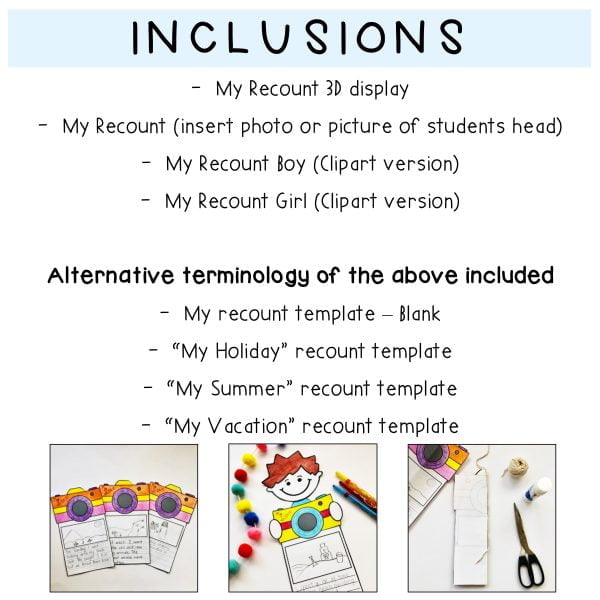Holiday Recount / Summer Recount | 3D Display | Back to School - Rainbow Sky Creations