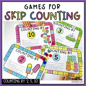 Skip Counting by 2, 5 and 10 Math Centres | Counting Games - Rainbow Sky Creations