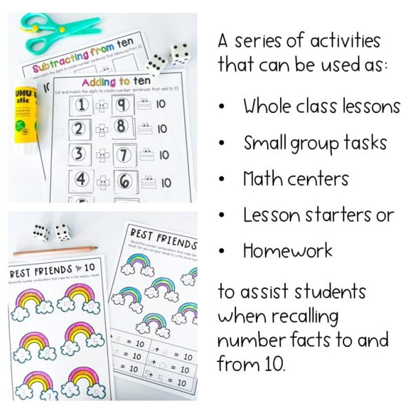 Friends of 10 Number Pack | Addition and Subtraction to 10 - Rainbow Sky Creations