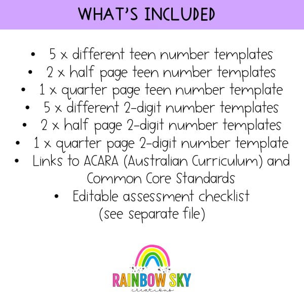 Number of the Day Templates | Teen and 2 Digit Number Sense - Rainbow Sky Creations