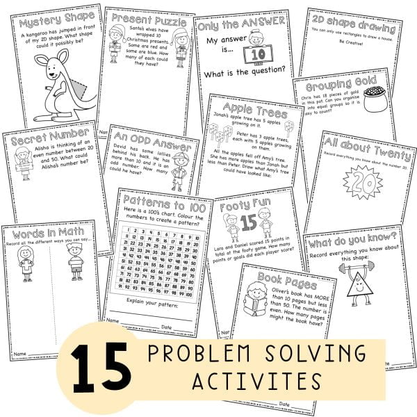 Word Problems | Problem Solving Activities [Kindergarten, Grade 1 & 2] - Rainbow Sky Creations
