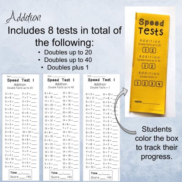Addition Double Facts Speed Test Booklet | Freebie - Rainbow Sky Creations