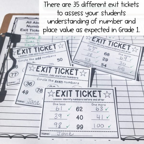 Math Exit Tickets | Math Exit Slips | Math Number Sense Assessment | Grade 1 - Rainbow Sky Creations