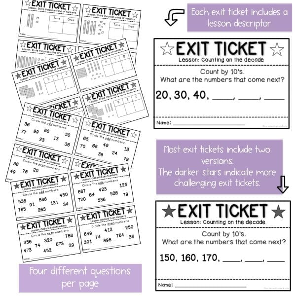 Math Exit Tickets | Math Exit Slips | Math Number Sense Assessment | Grade 1 - Rainbow Sky Creations