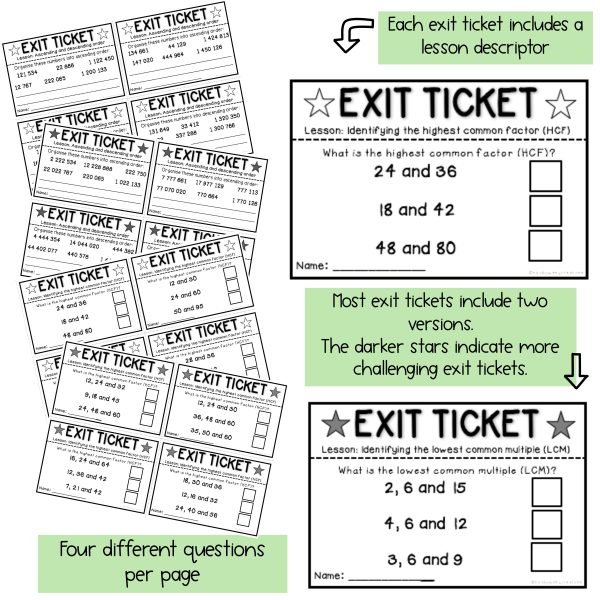 Math Exit Tickets | Exit Slips Assessment | Number Sense Grade 5 - Rainbow Sky Creations