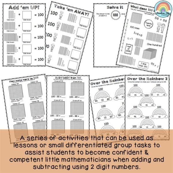 Addition and Subtraction of 2-Digit Numbers | Worksheets | Grade 2 - Rainbow Sky Creations
