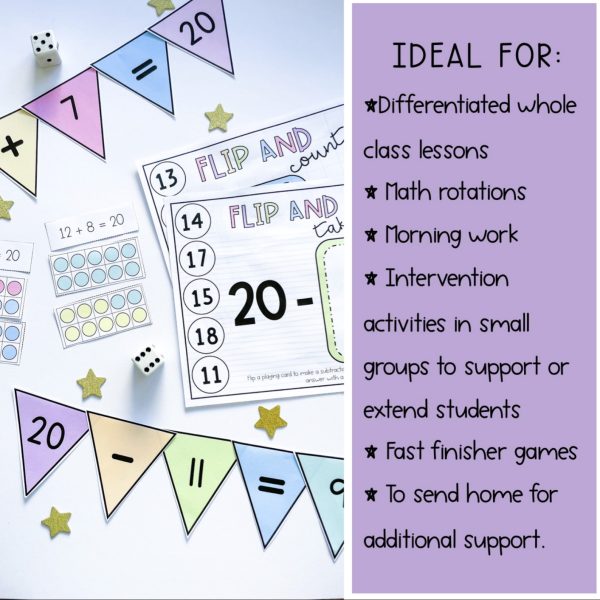 Friends of 20 Games | Addition and Subtraction Math Centers - Rainbow Sky Creations