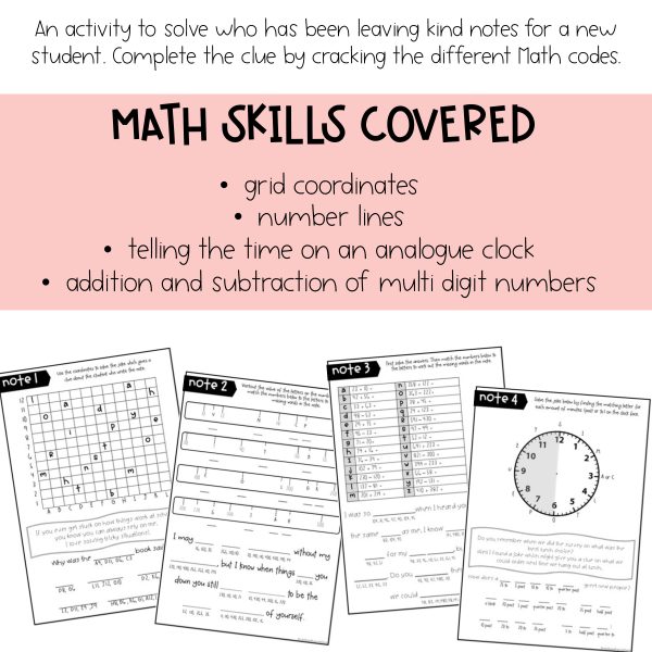 KINDNESS Math Crack the Code | Code Cracker, Word Problems | Grade 3-5 - Rainbow Sky Creations