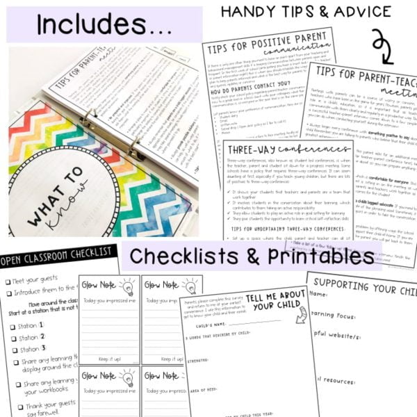 Parent Teacher Interview Guide | Parent Conference Help and Logbook - Rainbow Sky Creations