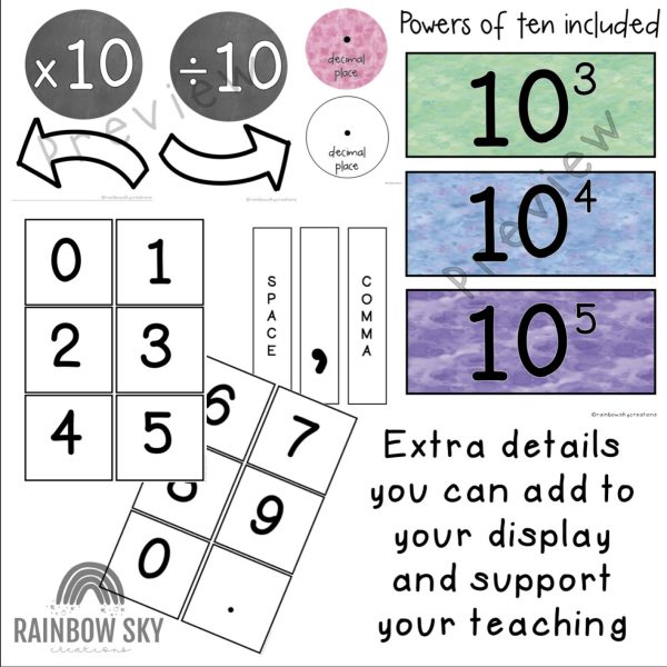Rainbow Arch Place Value Chart | Interactive Place Value Posters - Rainbow Sky Creations