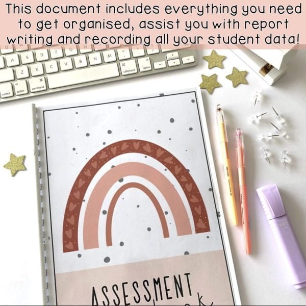 Teacher Assessment Book | Assessment Binder | Modern Rainbow - Rainbow Sky Creations