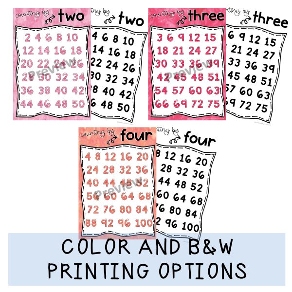 Skip Counting Posters | Watercolor Theme - Rainbow Sky Creations