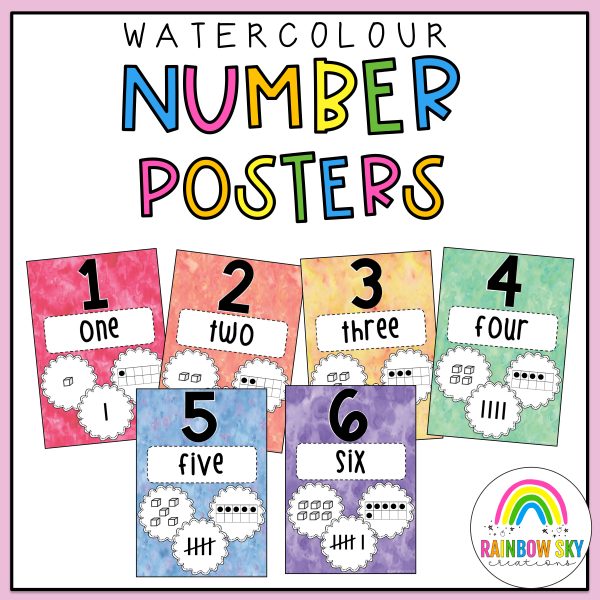 Watercolour Number Posters