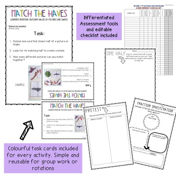 Hands-on Fraction Activities | Fractions Math Centres Grade 1 - Rainbow Sky Creations