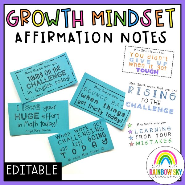 Growth Mindset Affirmation Notes