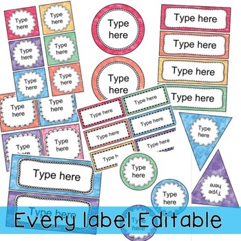 Editable Labels | Name Tags | Watercolor Rainbow Theme - Rainbow Sky Creations