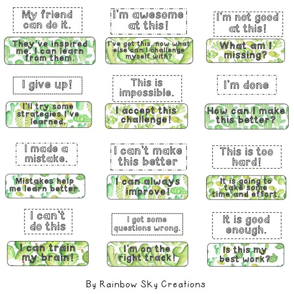 Growth Mindset Poster Display | Growth Mindset Posters | Cacti & Succulent Theme - Rainbow Sky Creations