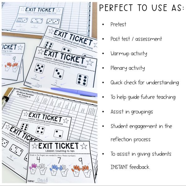 Kindergarten Number Exit Tickets | Math Exit Slips | Assessment - Rainbow Sky Creations