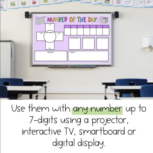 Daily Number Slides | Daily Number of the Day Warmup | 7-digit Numbers - Rainbow Sky Creations