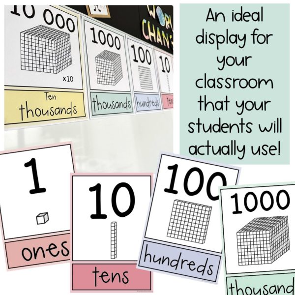 Place Value Posters | Interactive Place Value Chart | Pastel Theme - Rainbow Sky Creations