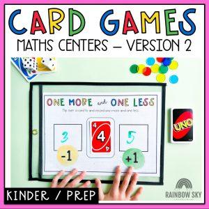 Card Game Math Centres for Kindergarten and Prep | VERSION 2 - Rainbow Sky Creations