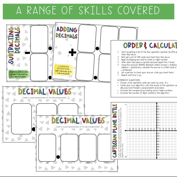 Card Game Math Activities for Grade 5 and 6 | VERSION 2 - Rainbow Sky Creations