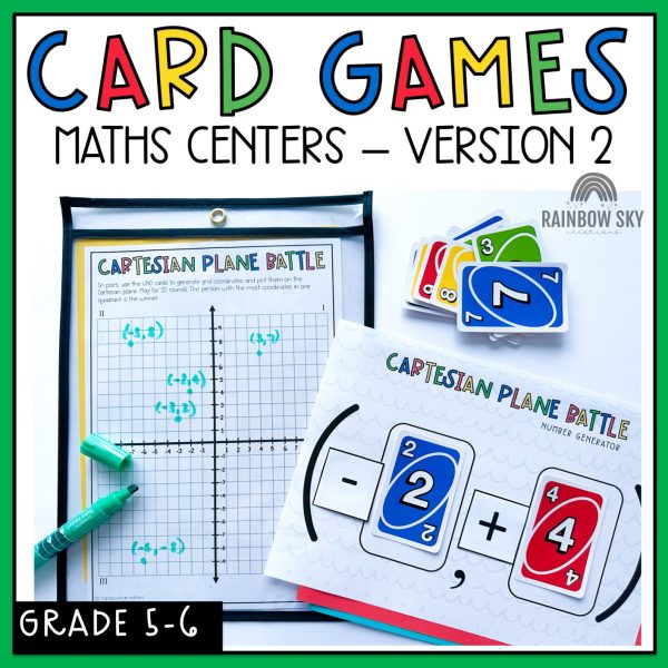 Card Game Math Activities for Grade 5 and 6 | VERSION 2 - Rainbow Sky Creations