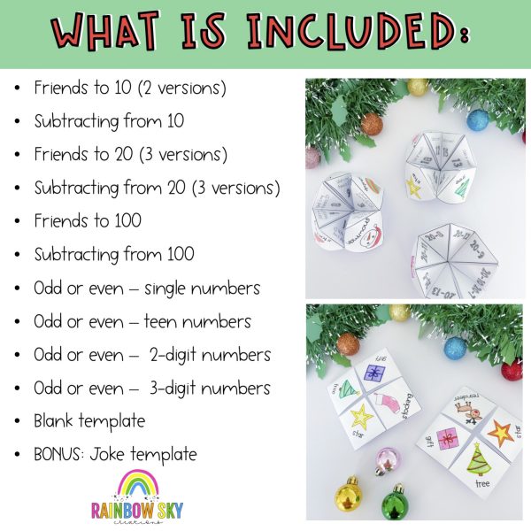 Christmas Math Chatterboxes | December Math Centers | 1st Grade 2nd Grade - Rainbow Sky Creations